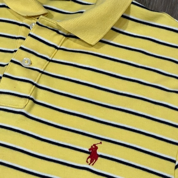 Polo Ralph Lauren Medium Custom Fit Stripe Yellow Polo Shirt - Picture 5 of 6